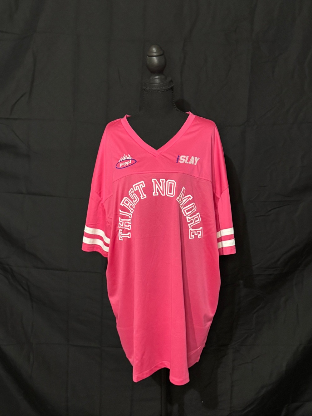Poppi Target Pink Graphic Football Jersey Shirt "Thirst No More" Size 1X NWT